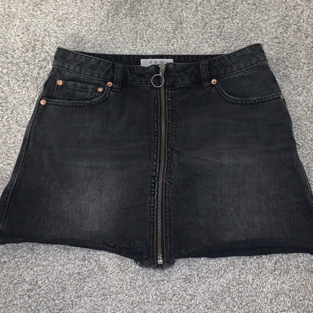 Washed Black Free People Jean Mini Skirt